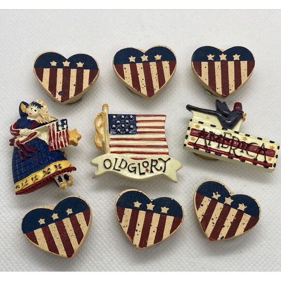 Vintage Lot of 9 American Flag Heart Patriotic Button Covers 80s 90s Style - Picture 11 of 12